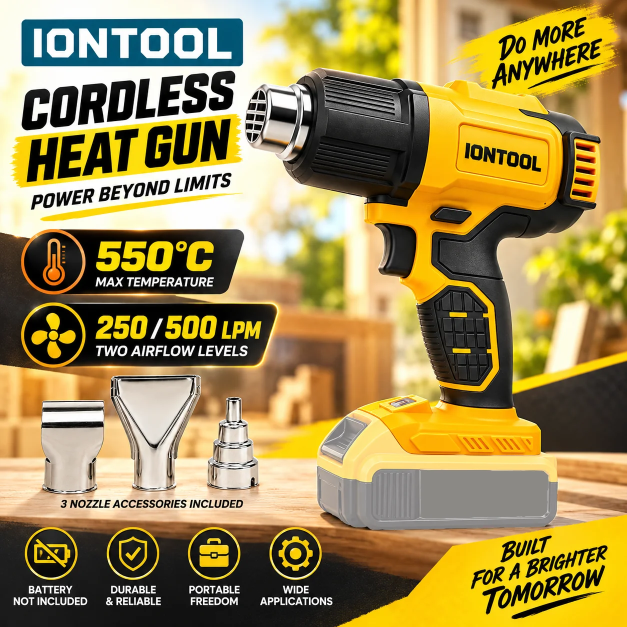 آيون تول أصفر 550 ℃   مسدس حرا - مراجعة Cordless Heat Gun For Shrink Tubing وسعره